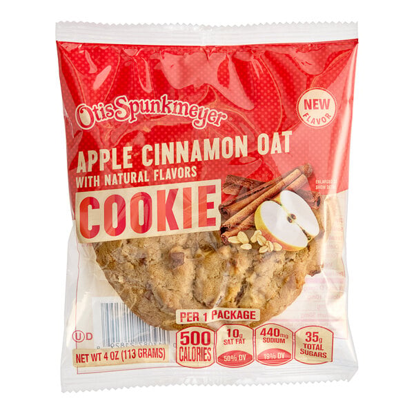 Otis Spunkmeyer Individually Wrapped Frozen Apple Cinnamon Oatmeal Cookie 4 oz. - 24/Case