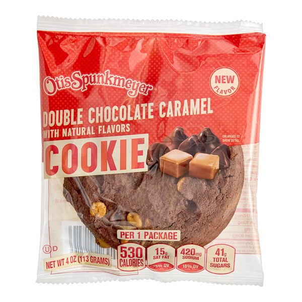 Otis Spunkmeyer Individually Wrapped Double Chocolate Caramel Cookie 4 oz. - 24/Case