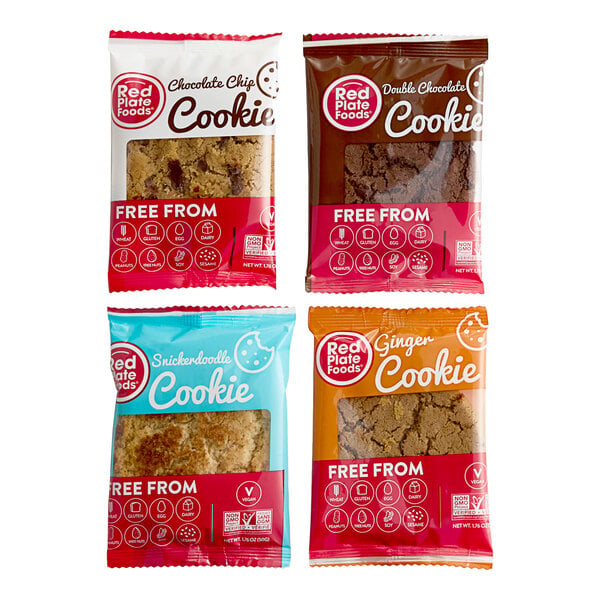 Red Plate Foods Individually Wrapped Vegan Cookie Variety Pack 1.76 oz. - 48/Case