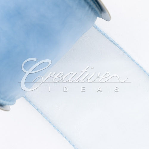 2 1/2" Wired Organza Ribbon - 10 Yards (Light Blue)