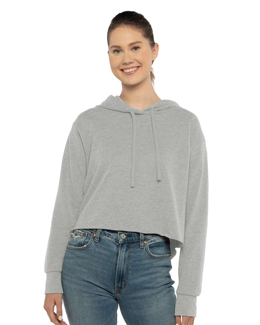 Next Level® Women's Laguna Sueded Raw Edge Crop Hoodie Sweatshirt