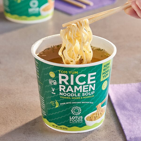 Lotus Foods Tom Yum Rice Ramen Noodle Soup Cup 2 oz. - 6/Case