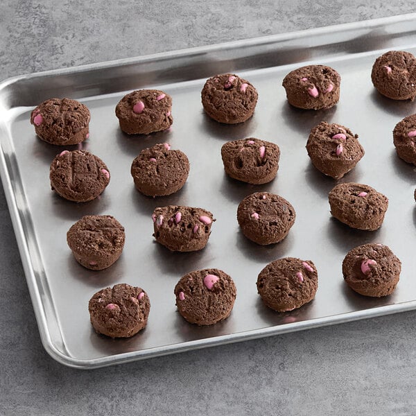 Otis Spunkmeyer Sweet Discovery Chocolate with Pink Chocolate Candy Gems Cookie Dough 1.33 oz. - 240/Case