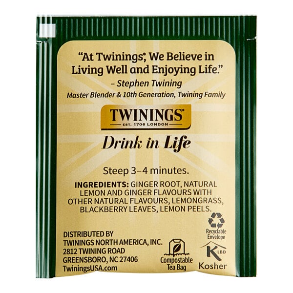 Twinings Lemon & Ginger Herbal Tea Bags - 25/Box