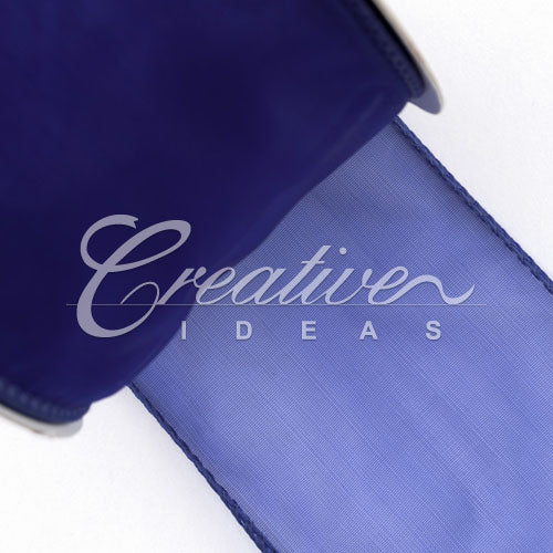 2 1/2" Wired Organza Ribbon - 10 Yards (Royal Blue)