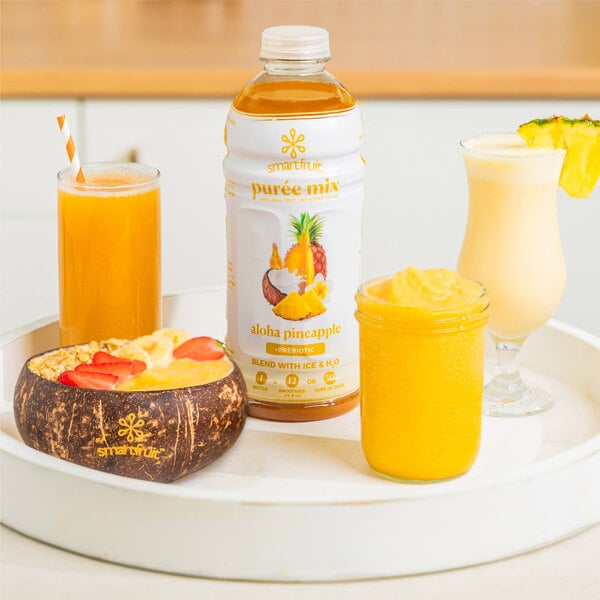 Smartfruit Aloha Pineapple 100% Fruit Puree Beverage Mix 48 fl. oz. - 6/Case