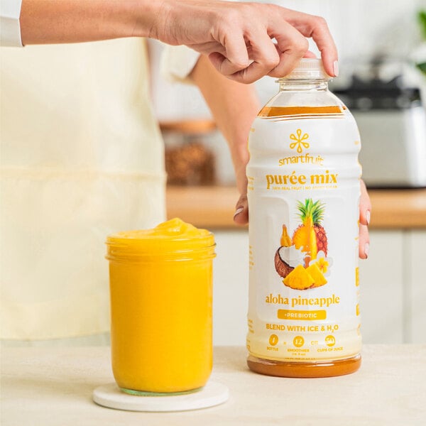 Smartfruit Aloha Pineapple 100% Fruit Puree Beverage Mix 48 fl. oz. - 6/Case