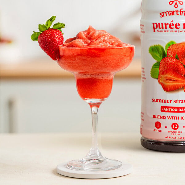 Smartfruit Summer Strawberry 100% Fruit Puree Beverage Mix 48 fl. oz. - 6/Case