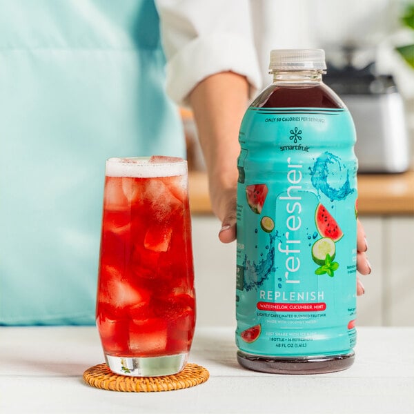 Smartfruit Replenish Watermelon / Cucumber / Mint Refresher Beverage 1:1 Concentrate 48 fl. oz. - 6/Case