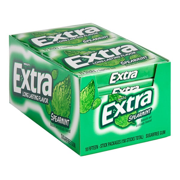EXTRA® 15-Stick Spearmint Gum - 10/Pack