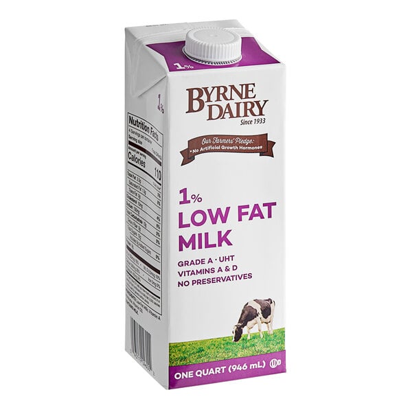 Byrne 1% Low-Fat Aseptic Milk 32 fl. oz. - 12/Case