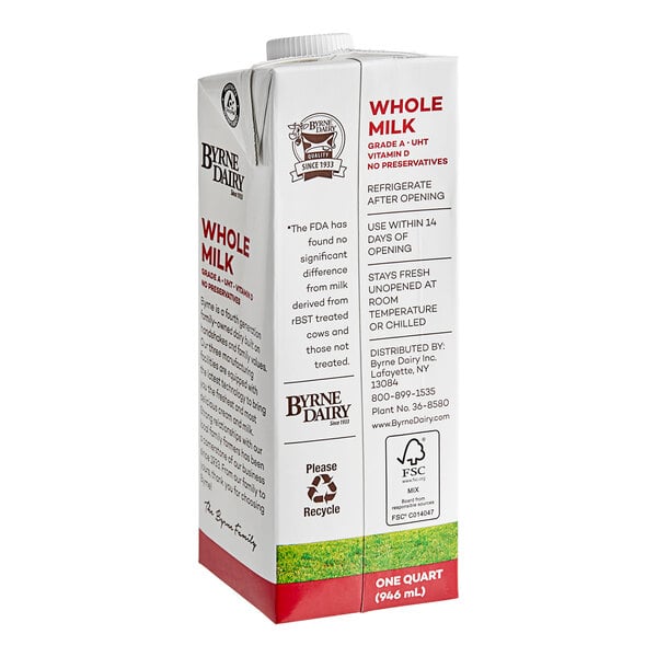 Byrne Whole Aseptic Milk 32 fl. oz. - 12/Case