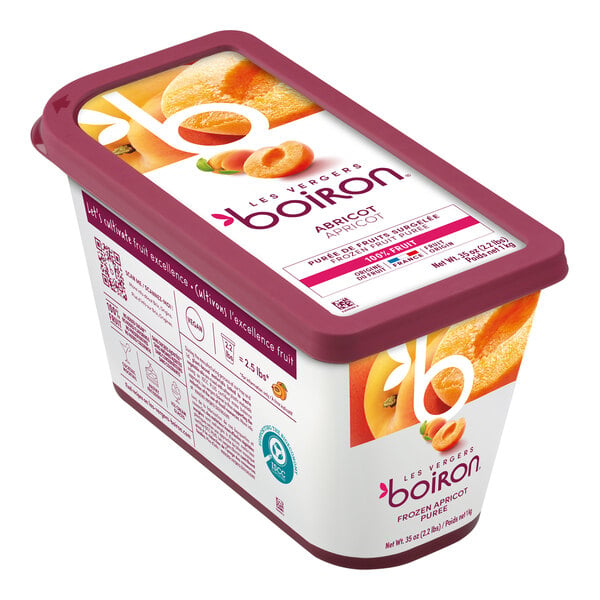 Les Vergers Boiron Apricot 100% Fruit Puree 2.2 lb. - 6/Case