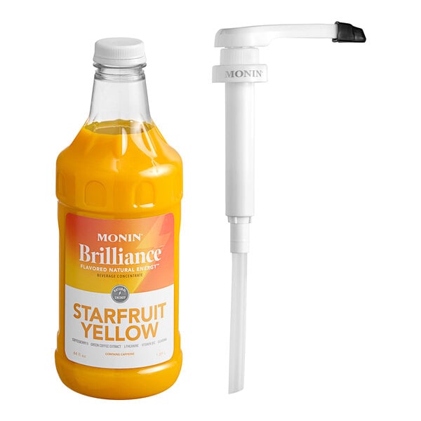 Monin Brilliance Starfruit Yellow Natural 5:1 Energy Concentrate 64 fl. oz. - 4/Case