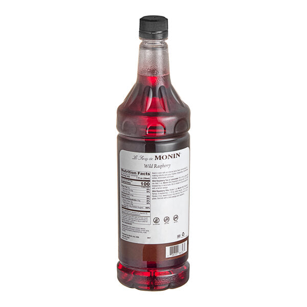 Monin Premium Wild Raspberry Flavoring Syrup 1 Liter - 4/Case