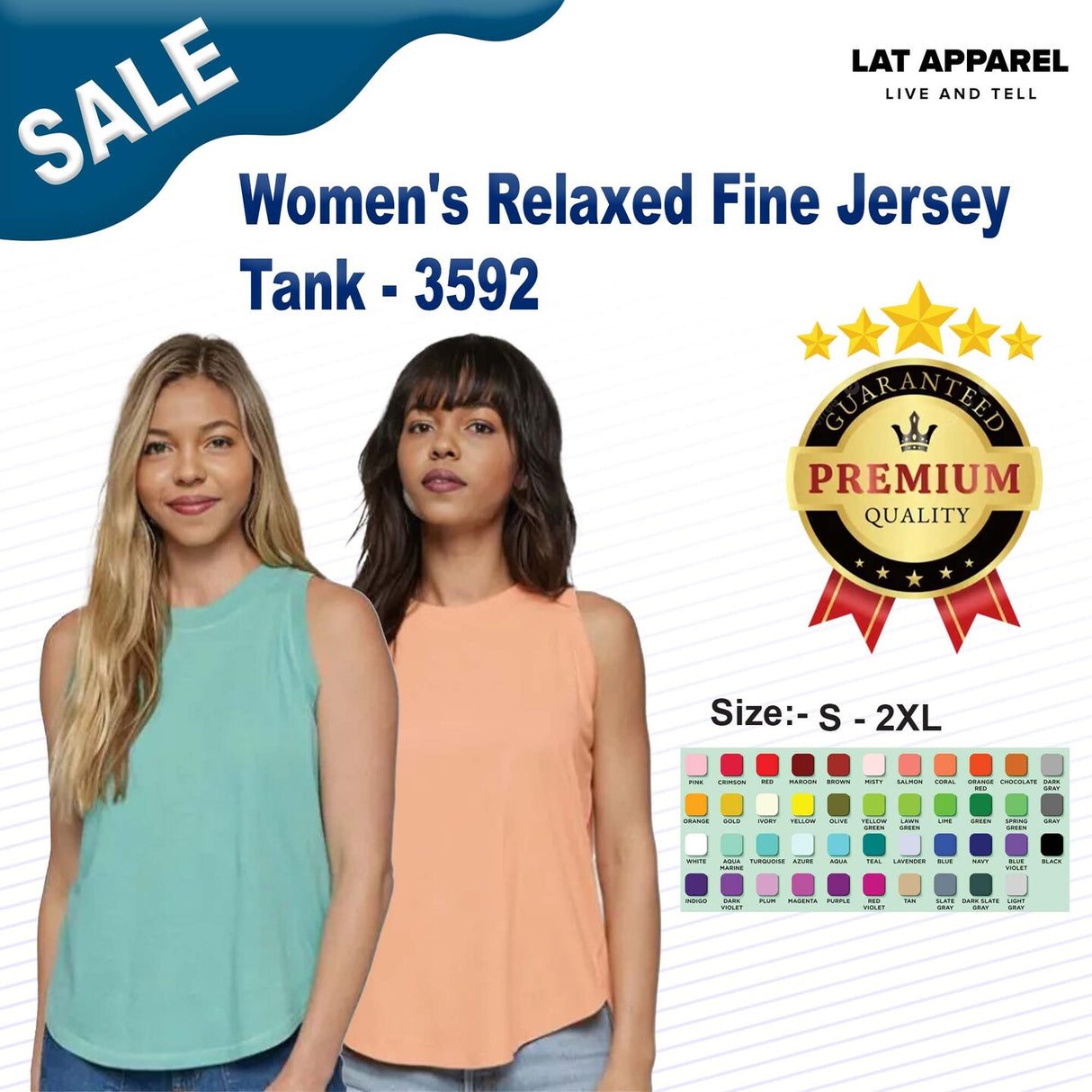 LAT® Women's Relaxed Fine Jersey Tank - 3592