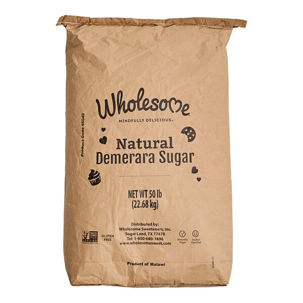 Wholesome Sweeteners Raw Natural Demerara Turbinado Sugar 50 lb.