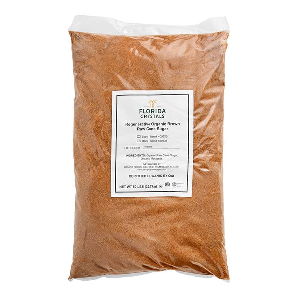 Florida Crystals Organic Dark Brown Cane Sugar 50 lb.