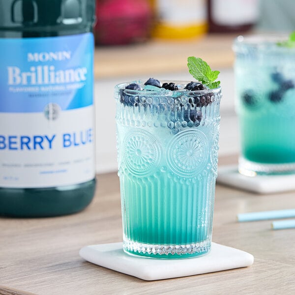 Monin Brilliance Berry Blue Natural 5:1 Energy Concentrate 64 fl. oz. - 4/Case
