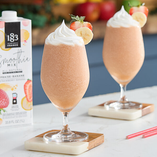 1883 Maison Routin Strawberry Banana Smoothie Mix 1 Liter - 8/Case