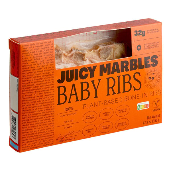 Juicy Marbles Plant-Based Vegan Bone-In Baby Ribs 12.3 oz. - 4/Case