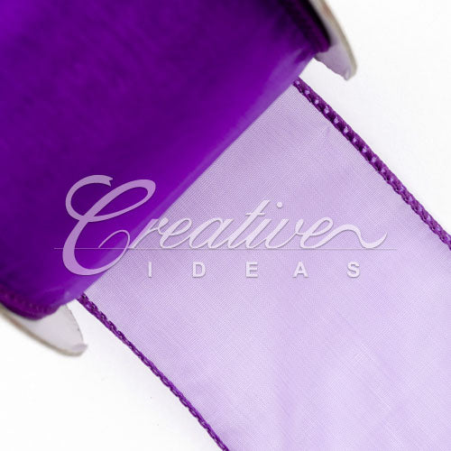 2 1/2" Wired Organza Ribbon - 10 Yards (Purple)