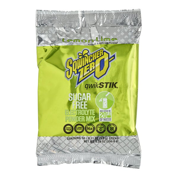 Sqwincher QwikStik Zero Lemon-Lime Electrolyte Drink Mix Single Serve Stick 3 Grams - 500/Case