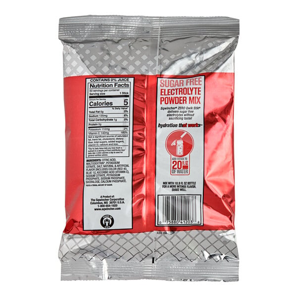 Sqwincher QwikStik Zero Fruit Punch Electrolyte Drink Mix Single Serve Stick 3 Gram - 500/Case
