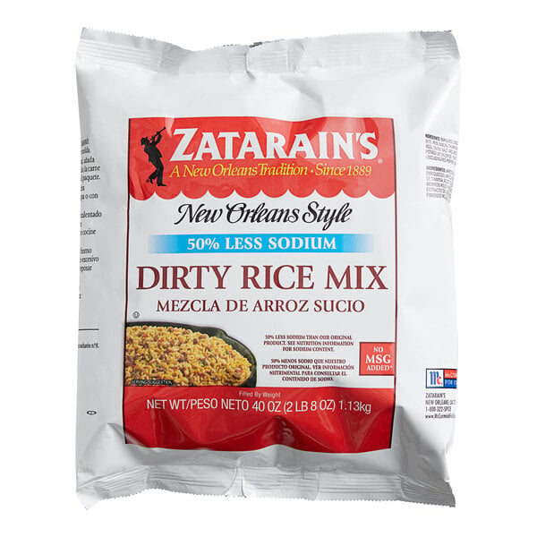 Zatarain's 40 oz. Reduced Sodium Dirty Rice Mix - 6/Case
