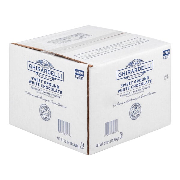 Ghirardelli 10-12% Fat Sweet Ground White Chocolate Flavored Powder 25 lb.