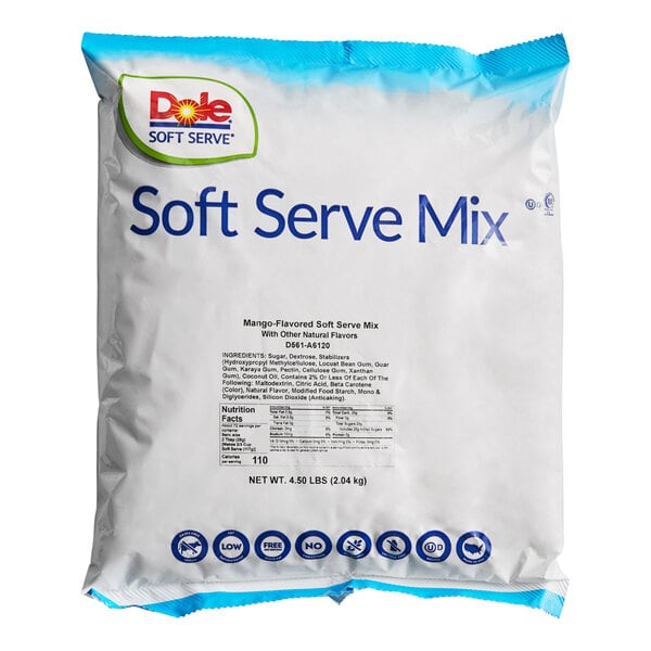 DOLE SOFT SERVE Mango Soft Serve Mix 4.5 lb. - 4/Case