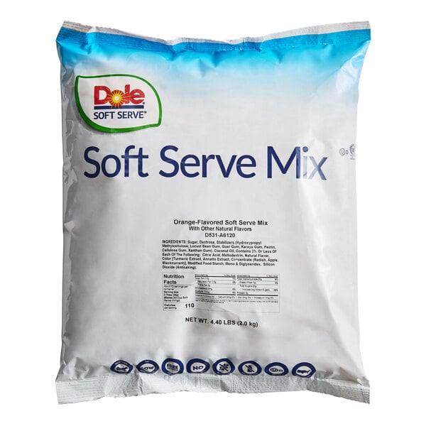 DOLE SOFT SERVE Orange Soft Serve Mix 4.4 lb. - 4/Case
