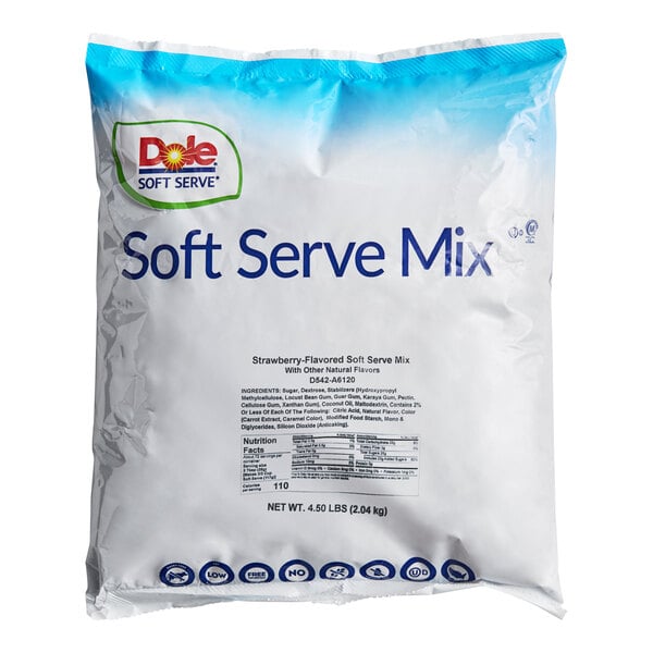 DOLE SOFT SERVE Strawberry Soft Serve Mix 4.5 lb. - 4/Case