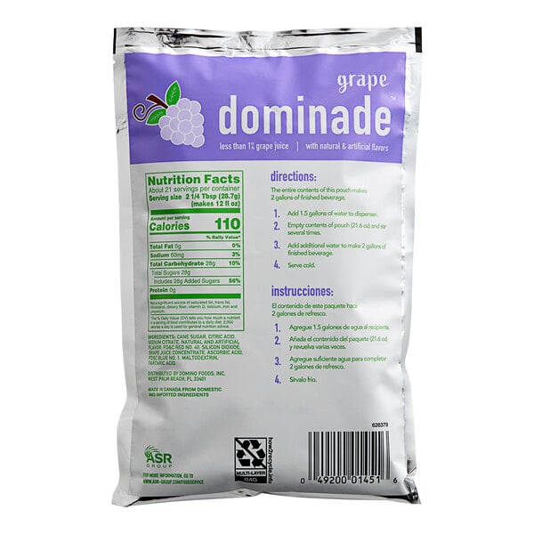 DominAde 21.6 oz. Grape Powdered Drink Mix - 12/Case