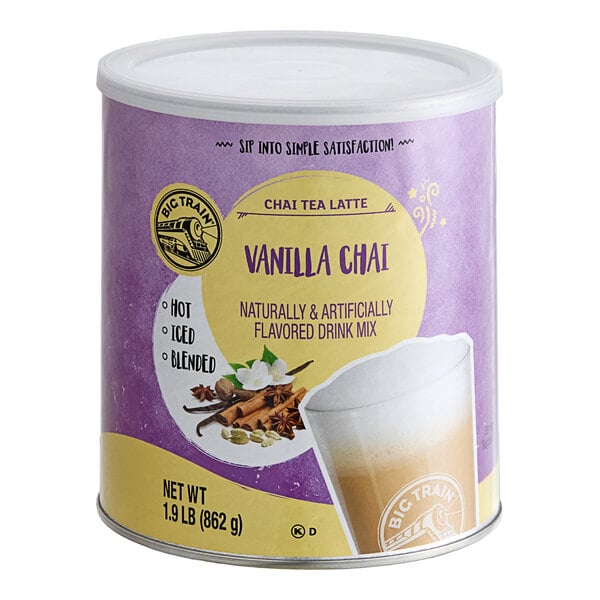 Big Train Vanilla Chai Tea Latte Mix 1.9 lb. Can - 6/Case