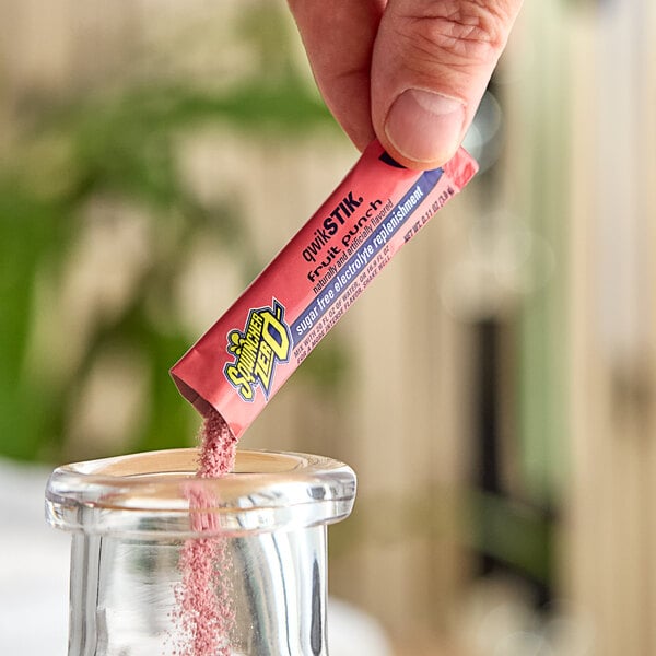 Sqwincher QwikStik Zero Fruit Punch Electrolyte Drink Mix Single Serve Stick 3 Gram - 500/Case