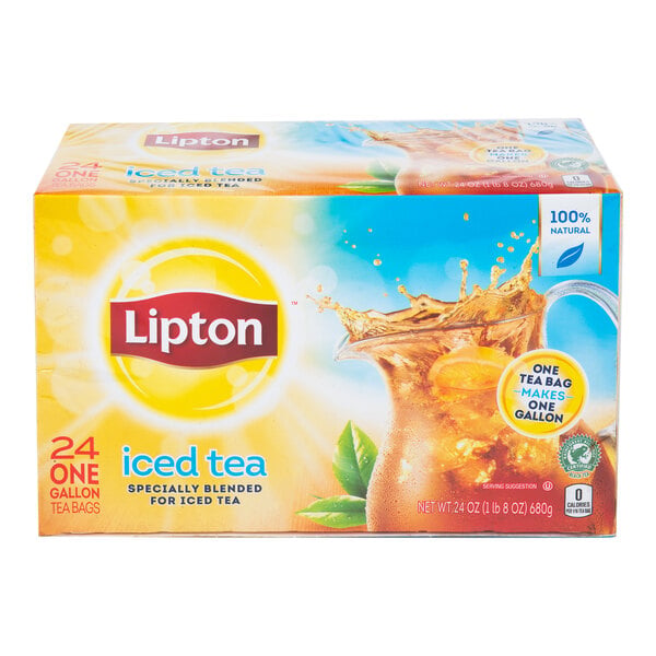 Lipton 24-Count Box 1 Gallon Unsweetened Iced Tea Filter Bags - 4/Case