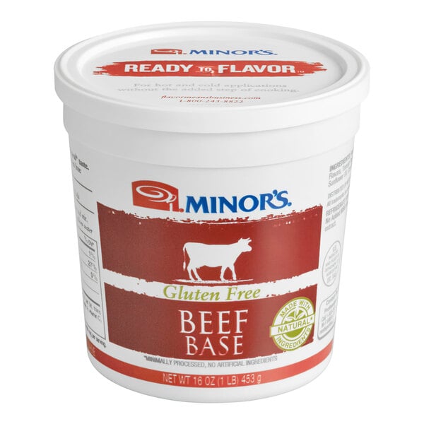 Minor's 1 lb. Gluten-Free All-Natural Beef Base - 6/Case