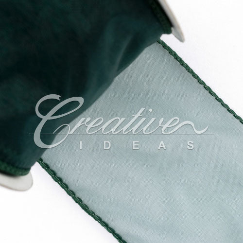 2 1/2" Wired Organza Ribbon - 10 Yards (Hunter Green)