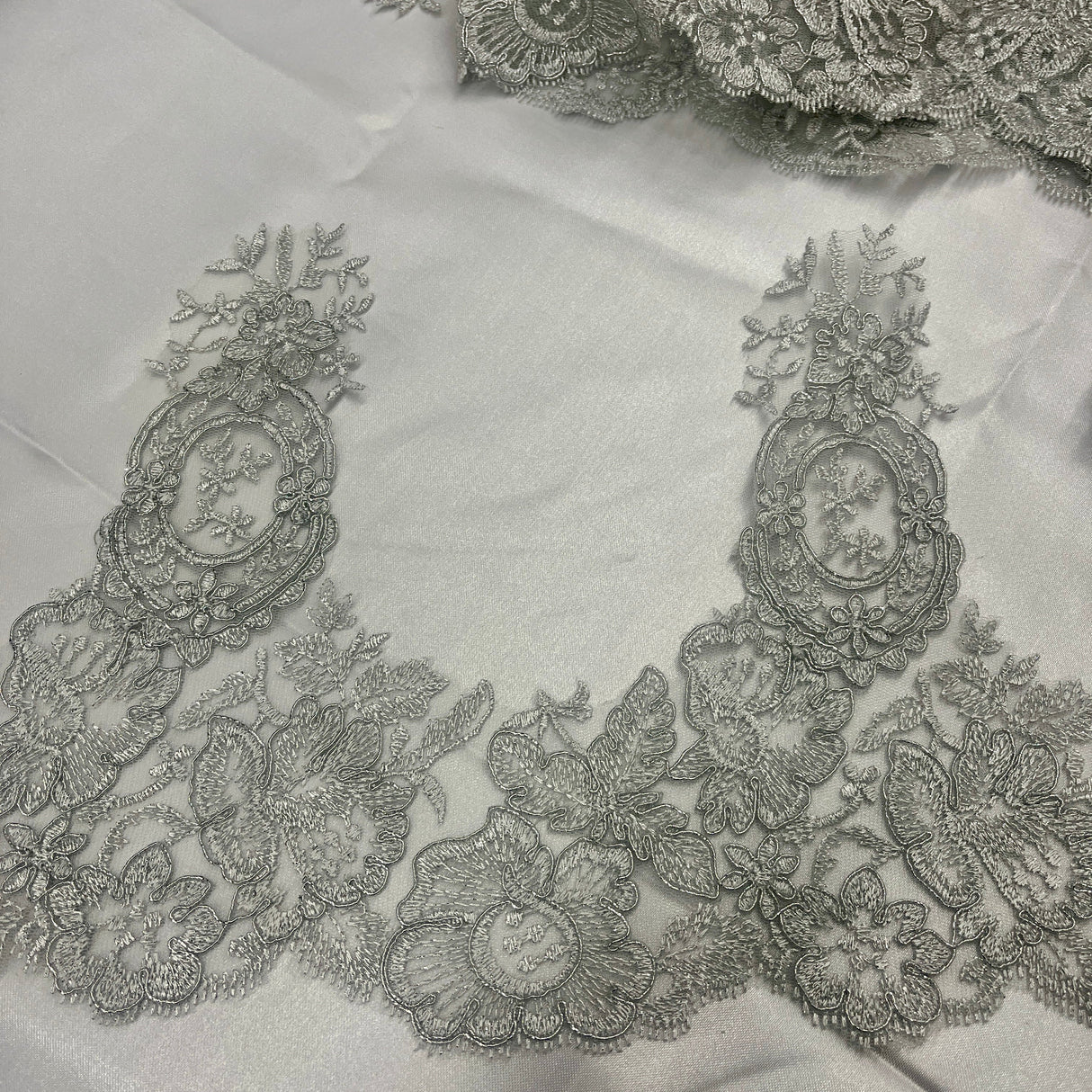 Floral Corded Lace Trim 9" Wide