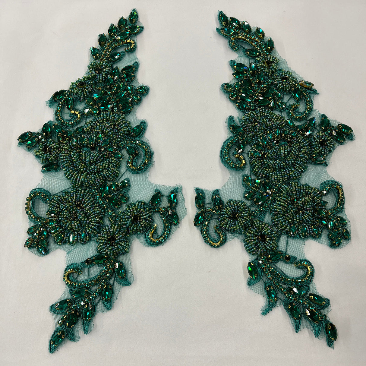 Embroidered Rhinestone Floral Applique