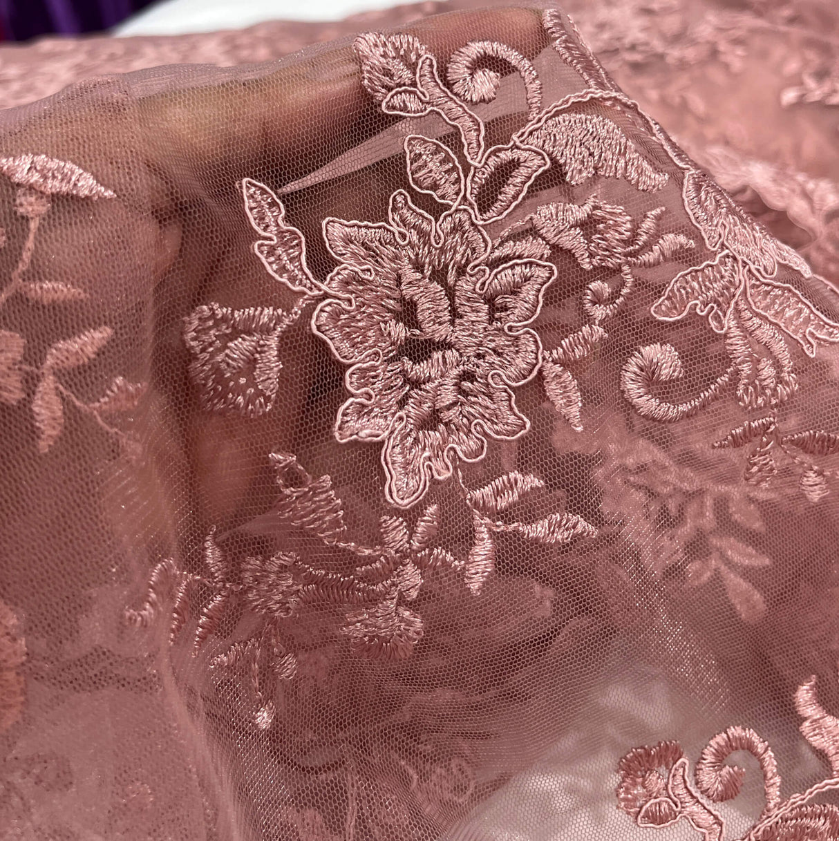 Corded Floral Lace Fabric Ivory