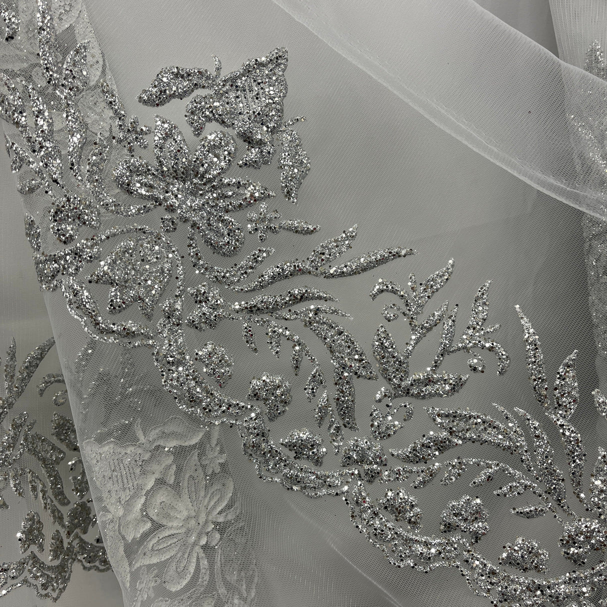 Glitter Mesh Floral Fabric