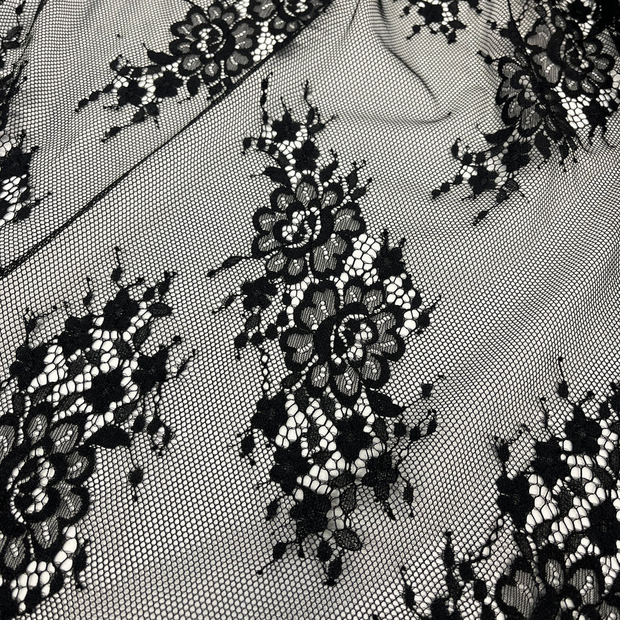 3 Yards Chantilly Embroidered Lace Fabric with Eyelash Scallop