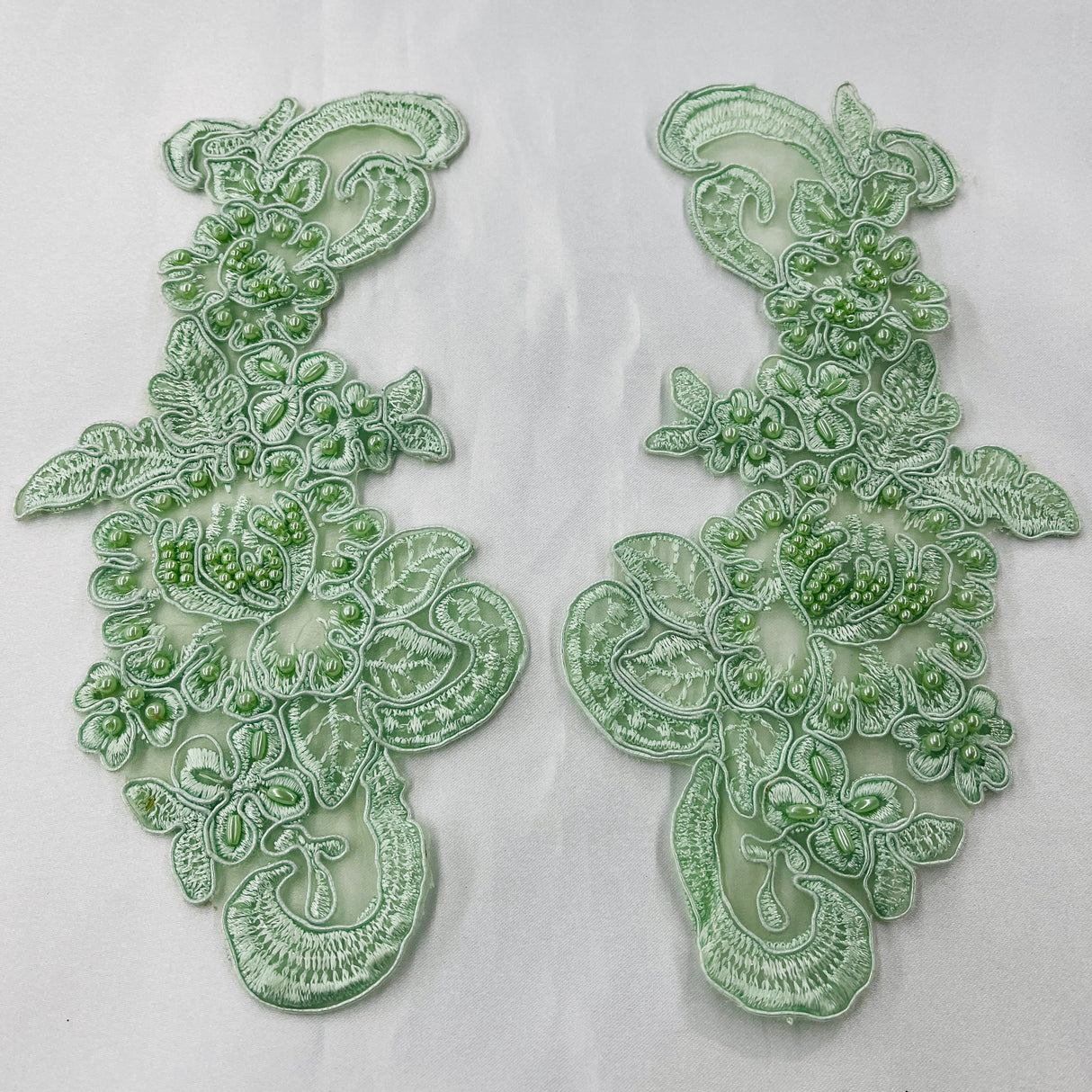 Beaded Corded Floral Lace Applique