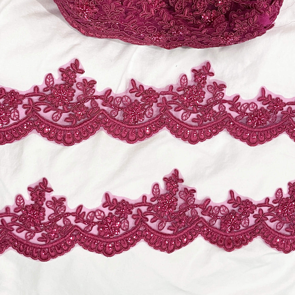 Embroidered Floral Beaded Lace Trim