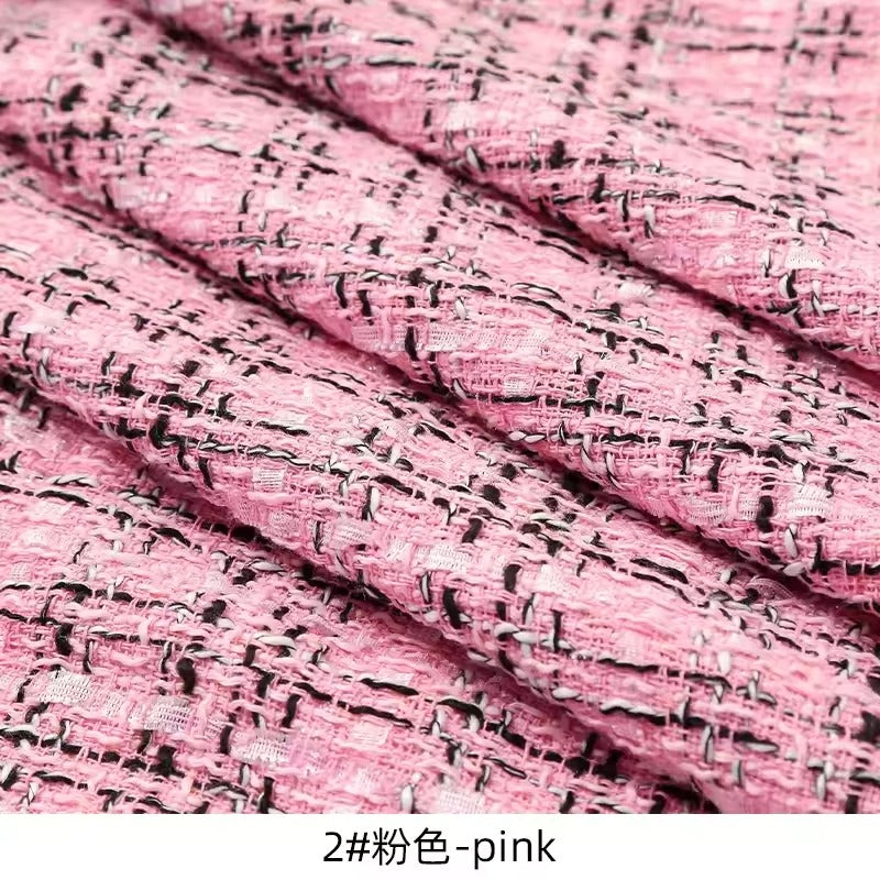 1/2/3 Yards Pink Woven Luxurious Tweed Fabric Autumn Winter Coat Fabric Fashion DIY Clothing Dress Handmade Sewing Quilting