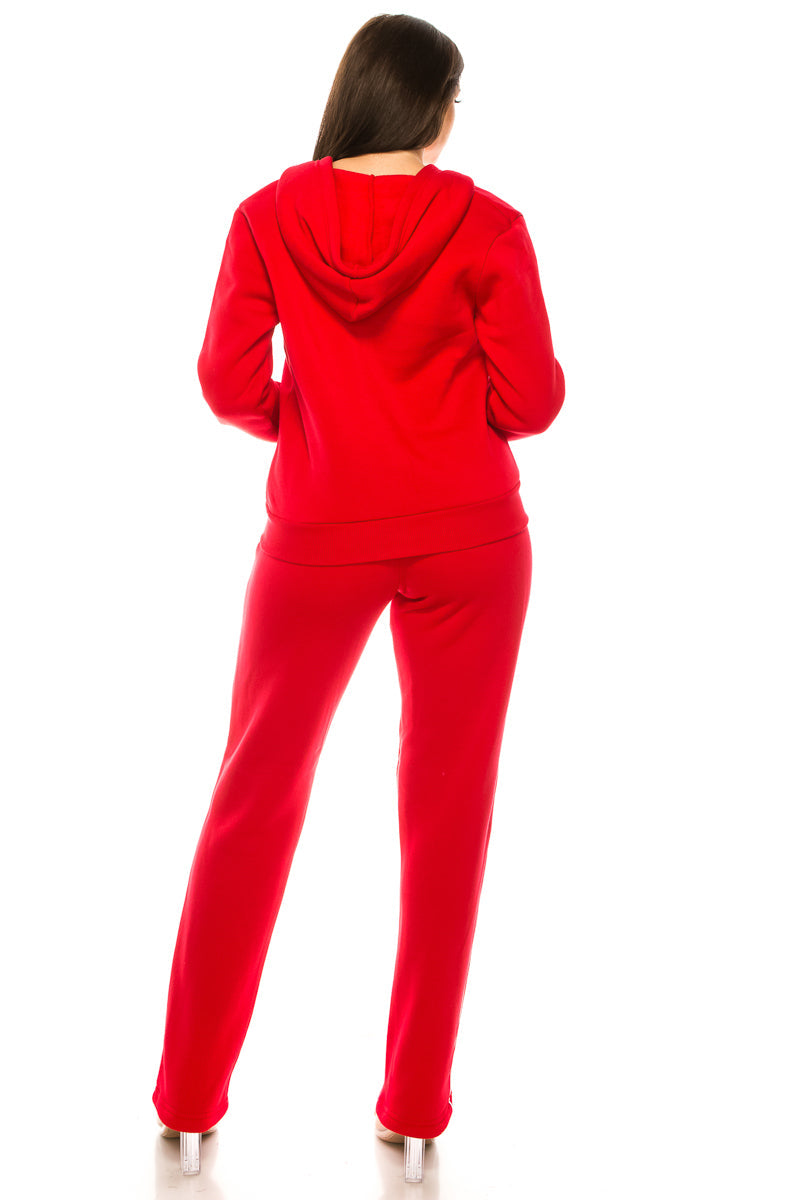 Women's 2 Piece Fleece Matching Tracksuit Fleece Fabric - Purple, Plum, Rose, Honey, Navy, Light Grey, Black, Dark Grey, Dark Red, Fuchsia, Teal, Solid, 2 Piece (1 Set)