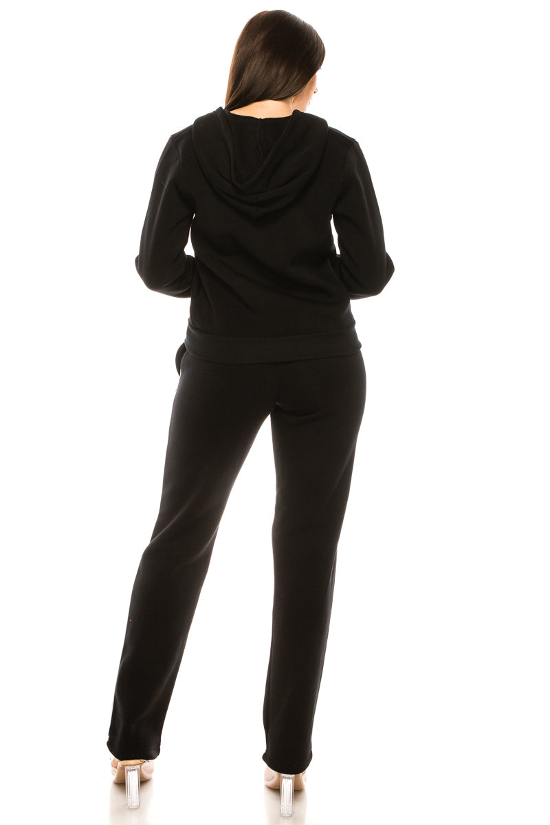 Women's 2 Piece Fleece Matching Tracksuit Fleece Fabric - Purple, Plum, Rose, Honey, Navy, Light Grey, Black, Dark Grey, Dark Red, Fuchsia, Teal, Solid, 2 Piece (1 Set)