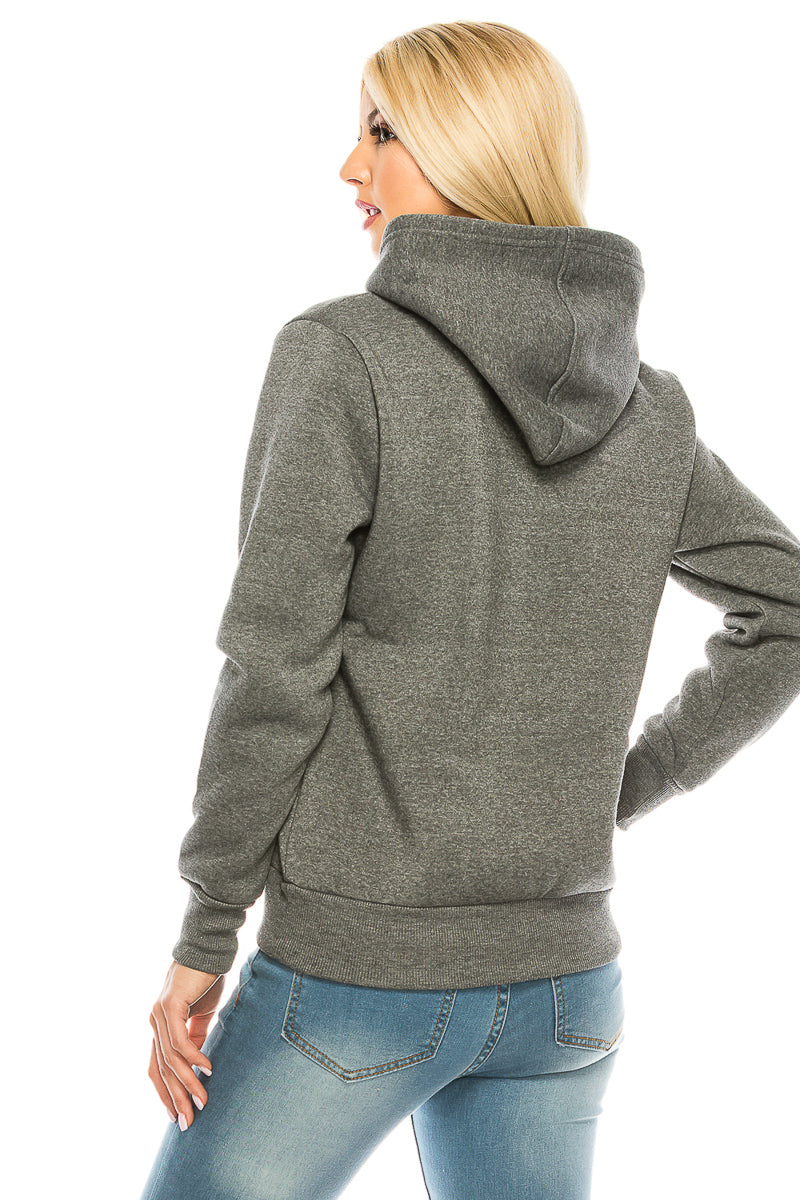Women's Fleece Pullover Hoodie Polyester Fabric - Black, White, D. Grey, Plum, Navy, Burgundy, Pullover Hoodie, Warm, Comfortable, Daily Wear, S-3XL (1 Piece)